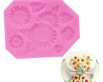 Sun Flowers Silicone Mould Chocolate Fondant Cake Decoration DIY Craft