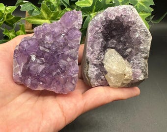 Set of 2 Amethyst Cluster / Natural Crystal / Healing Crystal