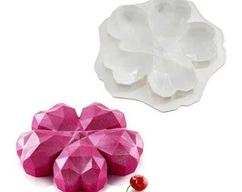 Diamond Heart Flower Shape Silicone Mould Chocolate, Jelly, Pudding, Mousse Cake