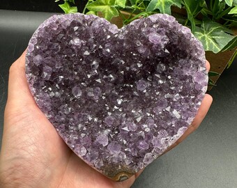 Amethyst Cluster Heart / Natural Crystal  / Amethyst
