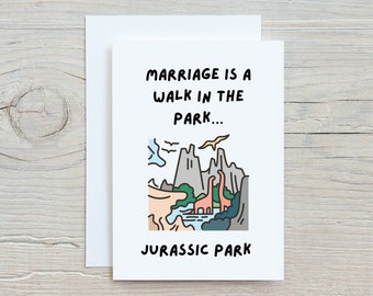 Ehe / Jahrestag Karte witzig - Marriage Walk in Jurassic Park - Mann Frau Paar