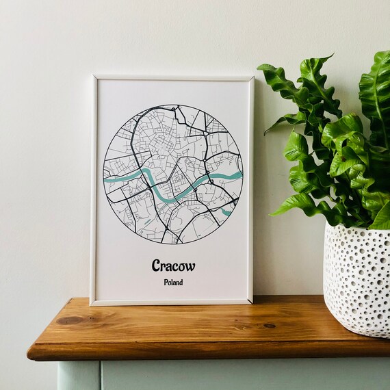Cracow City Map Map City Map City Wall Art City Poster Etsy