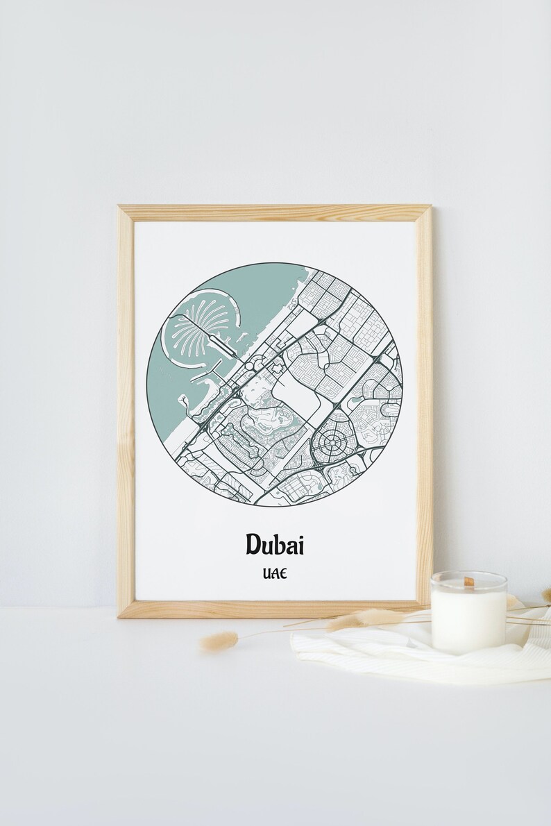 Discover Dubai Square Map Print for Wall Decor Instant Etsy
