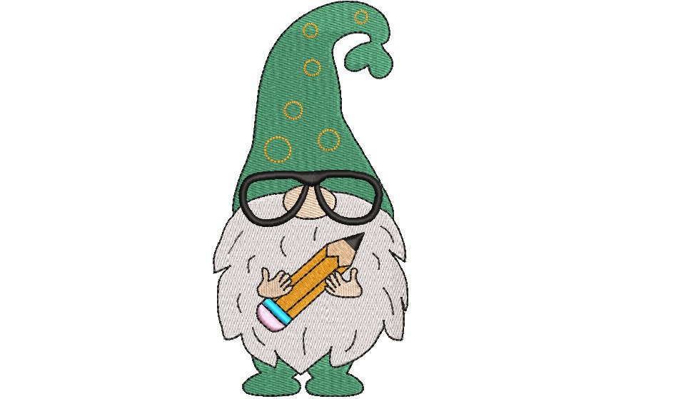 Back to school gnome embroidery design machine embroidery  etsy Back to school gnome embroidery design machine embroidery  etsy