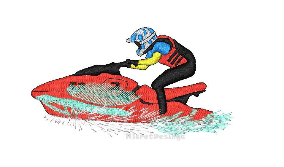 Jet ski embroidery design 3 size instant download  etsy
