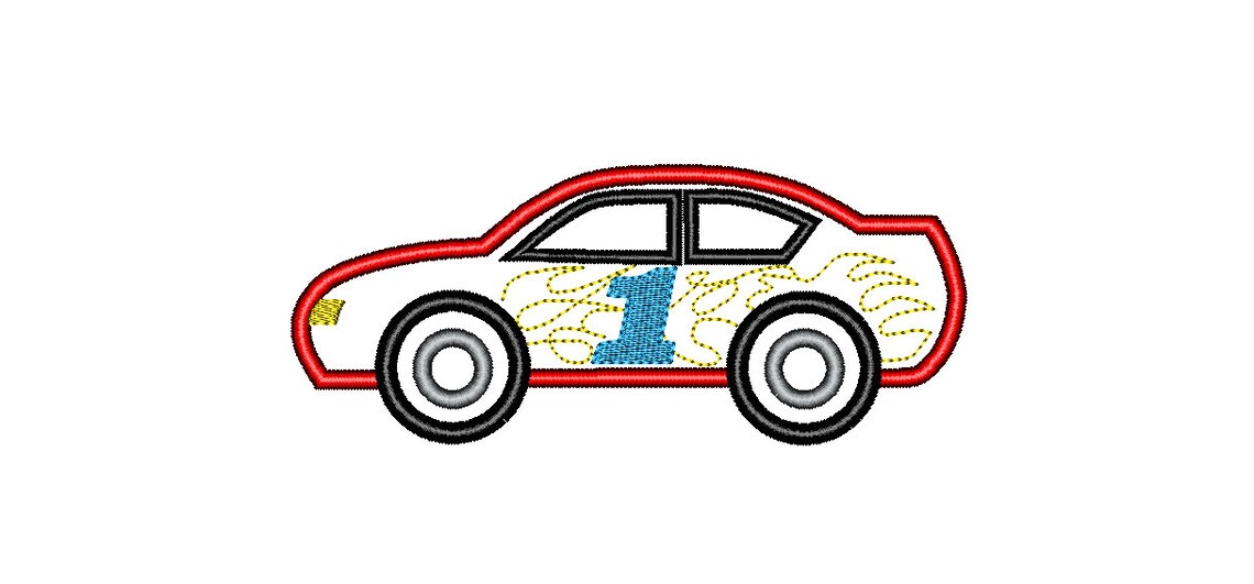 Car Applique Embroidery Design Red Car Applique Embroidery Etsy