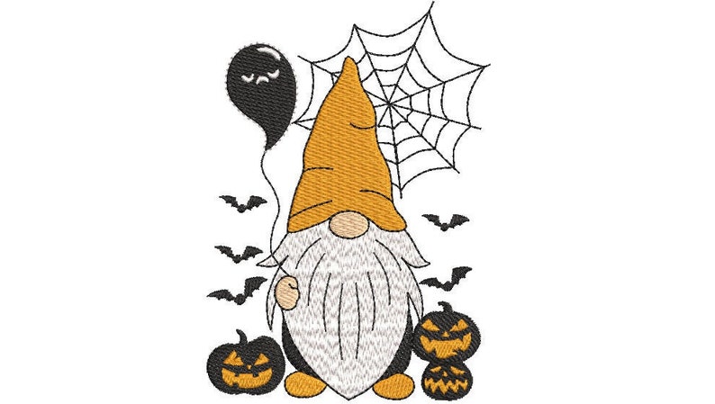 Halloween gnome embroidery design pumpkin embroidery design  etsy Halloween gnome embroidery design pumpkin embroidery design  etsy
