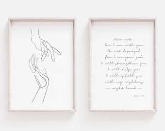 Isaiah 41:10 Scripture Print | Holding Hands Line Art (Digital Download)