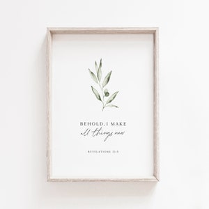 Easter Wall Art | Revelation 21:5 | Be hold I make all things new | Printable Bible Verse | Christian Wall Art | Minimalist Digital Print