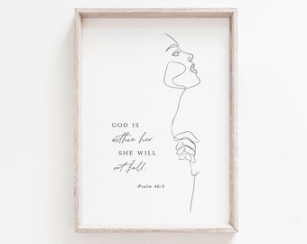 Psalm 46:5 Scripture Art, Boho Christian Wall Decor (Digital Download)