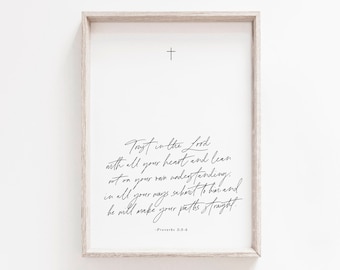 Proverbs 3:5-6 Scripture Art | Minimalist Christian Print (Digital Download)