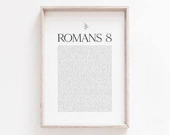 Romans 8 Wall Art | The Whole Chapter | Christian Wall Decor | Minimalist Modern Typography | Printable Bible Verse | 8x10 5x7 A3 Poster