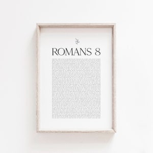 Romans 8 Wall Art | The Whole Chapter | Christian Wall Decor | Minimalist Modern Typography | Printable Bible Verse | 8x10 5x7 A3 Poster