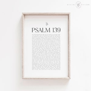Salmo 139 / Todo el capítulo / Decoración de pared cristiana / Tipografía moderna minimalista / Versículo bíblico imprimible / Póster A3 de 8x10 y 5x7