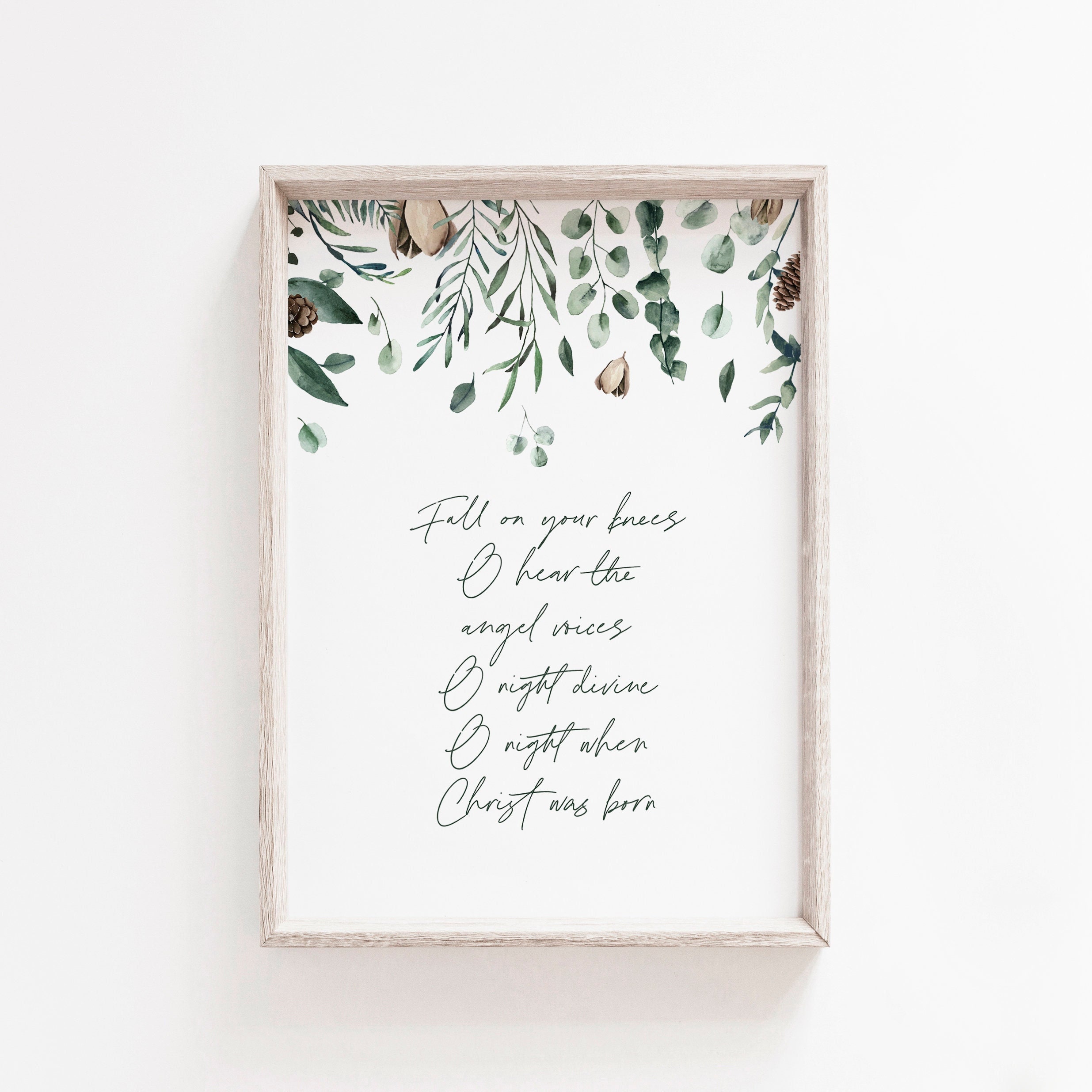 O Holy Night Lyrics Printable Wall Art, Downloadable Art, Fall on your  knees, Hand Lettered Modern Calligraphy, Christmas Farmhouse Decor