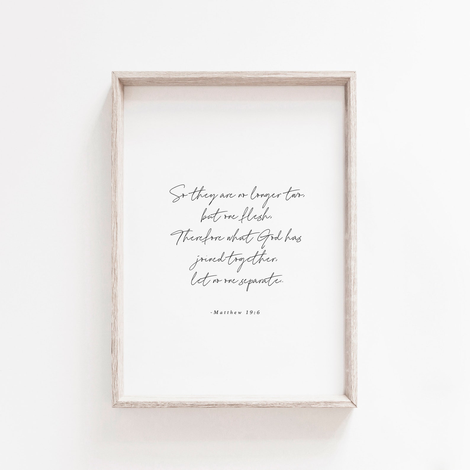 Matthew 19:6 Wall Art, Christian Wedding Gift, Newlywed Bible Verse ...