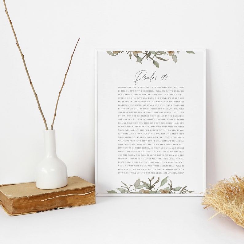 Psalm 91 Bible Verse Printable Christian Wall Art | Etsy