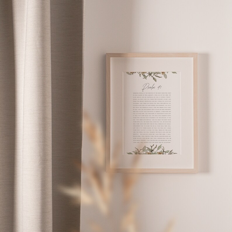 Psalm 91 Bible Verse Printable Christian Wall Art | Etsy