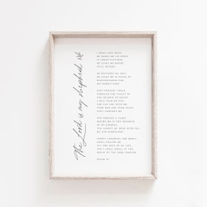 The Lord is My Shepherd | Psalm 23 Wall Art | Printable Bible Verse | Christian Wall Art | Botanical Line Art | Modern Aesthetic Minimalist