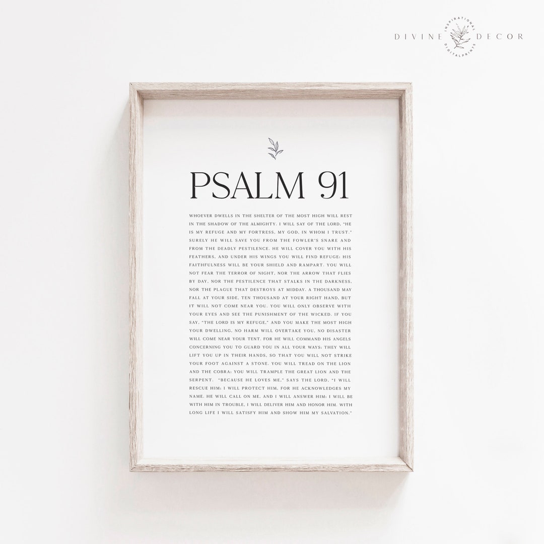 Psalm 91 Christian Wall Art: Minimalist Bible Verse (digital Download ...