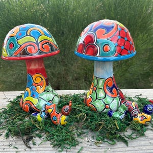 Talavera/keramische paddenstoelen met talavera-insect (assorti)