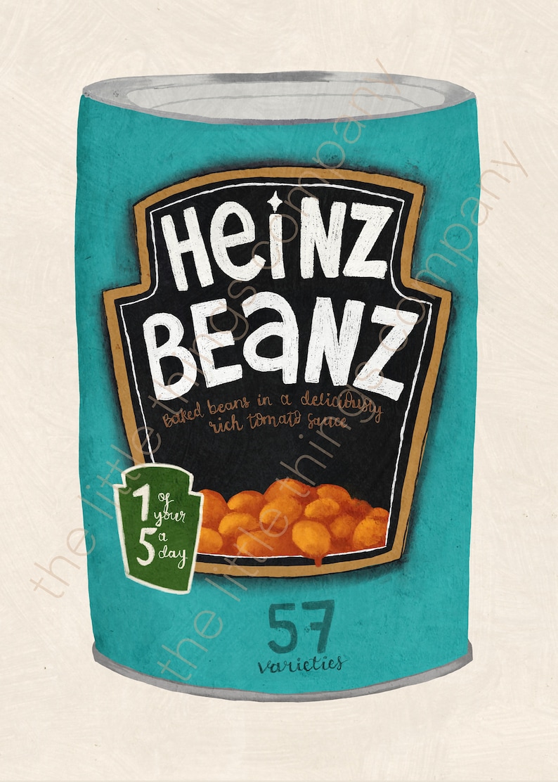 Baked Beans Illustration Digital Art Print by the Little Things Company ...