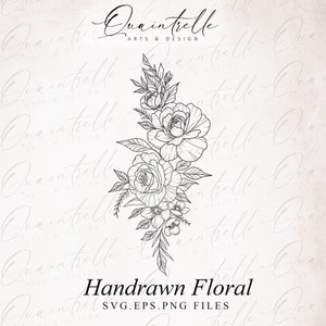 Rose PNG, Flower EPS, Rose Flora SVG, Rose clipart, Flower Vectors, popular, Cut Files, Cricut, Flower Vectors, Silhouette Instant Download