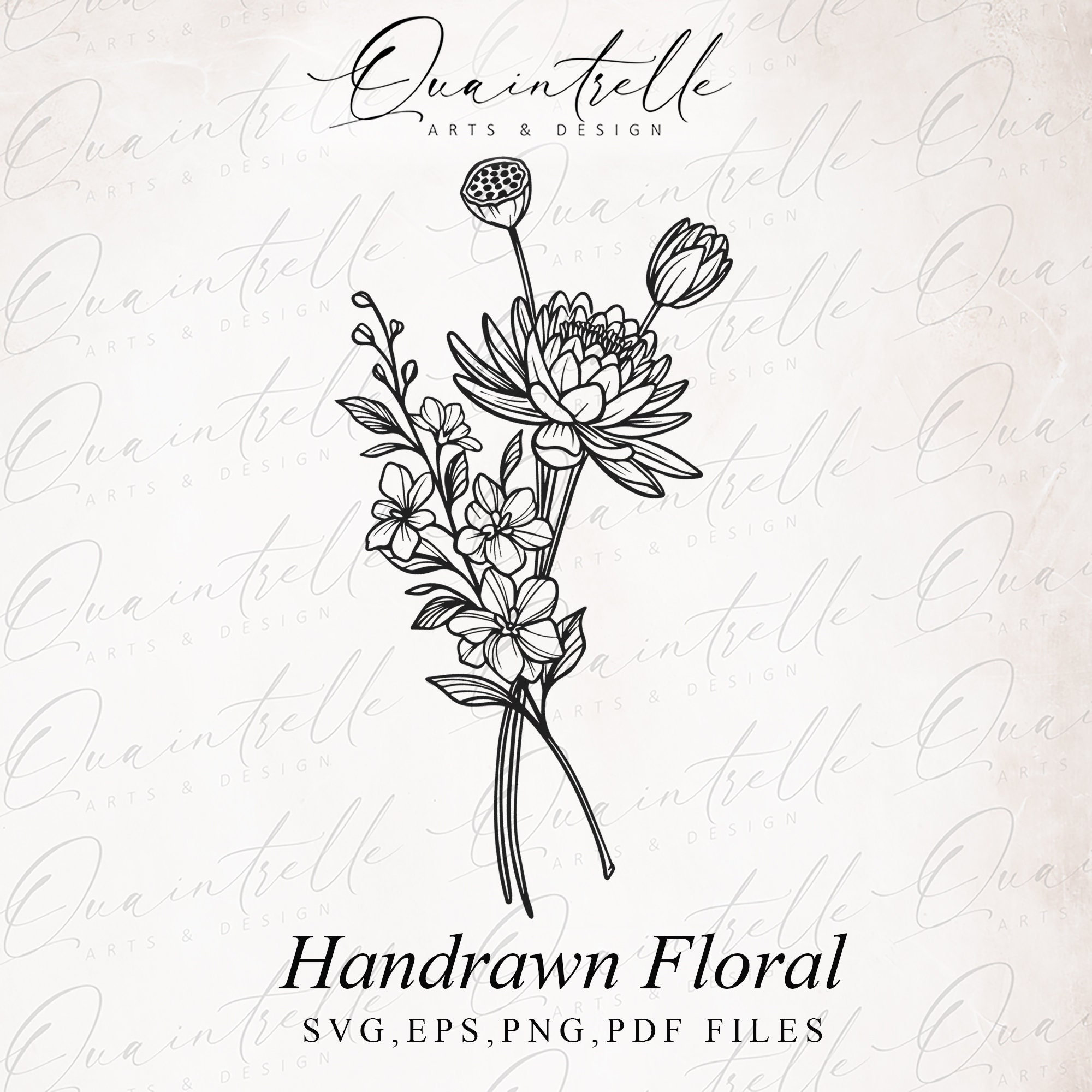 Larkspur Black & White Tattoo Design