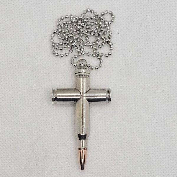 Bullet Cross Necklace Nickel Plated