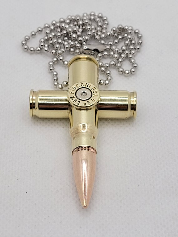 AK 47 Bullet Cross Necklace, Pendant/keychain