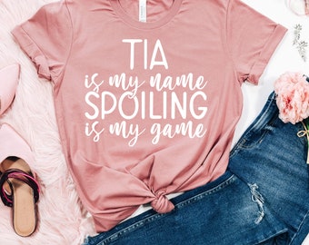 Tia Shirt For Auntie, Spanish Aunt Shirt for Her, Tia Tshirt for New Aunt, Aunt Birthday Gift for Tia, Tia T Shirt for Baby Announcement