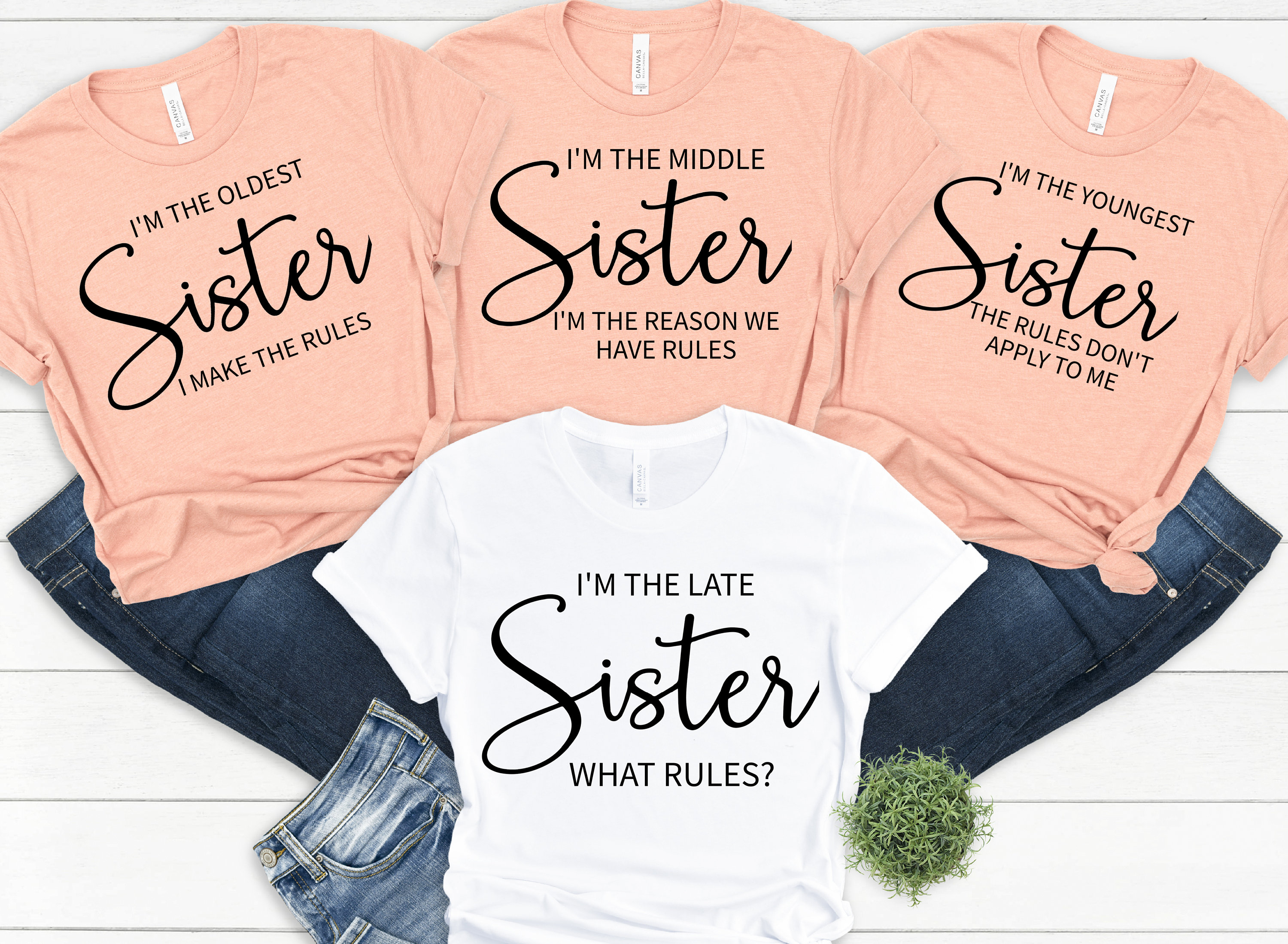 6（ROKU）　SISTERS Tシャツ　ホワイト　Mサイズ Funny Sisters Matching T-shirts: Sibling Reunion Tees - Etsy