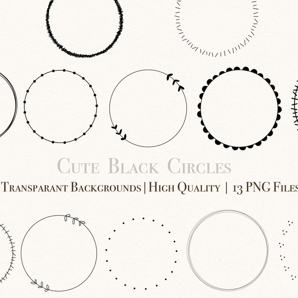 Black circles, clip art, transparent, 13 PNG files, commercial use.