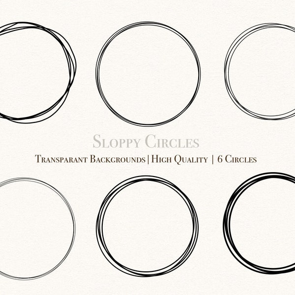 Abstract circles, transparent, high quality, PNG files, six designs, black.