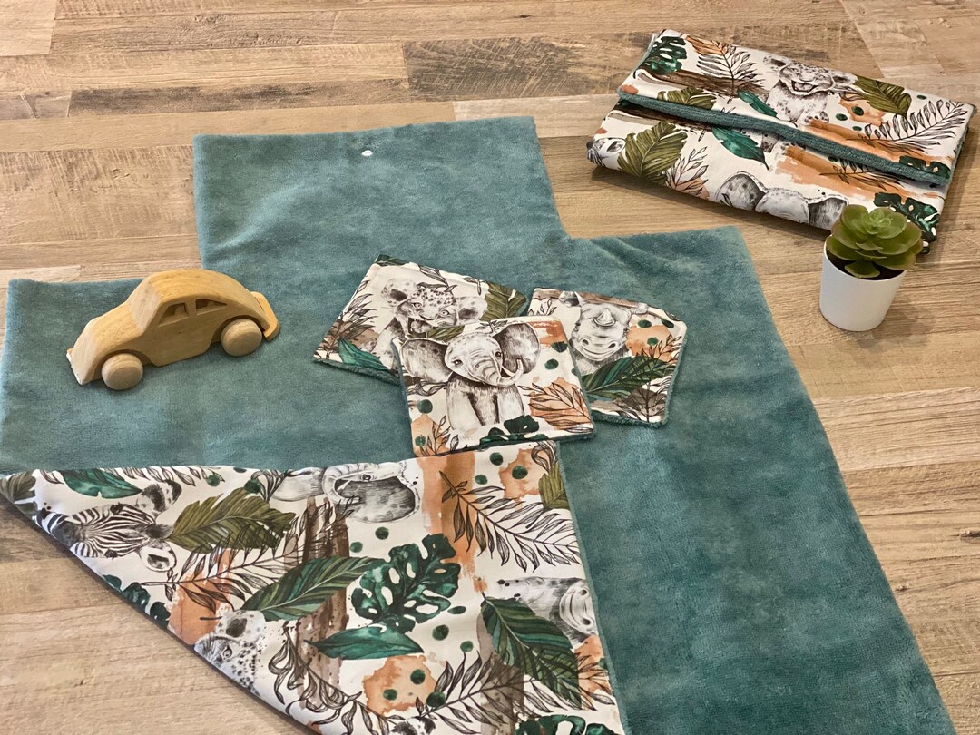 Tapis à langer nomade 3 lingettes en wax et bambou bio - Etsy France