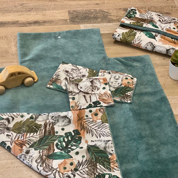 Tapis à langer nomade + 3 lingettes en wax et bambou bio