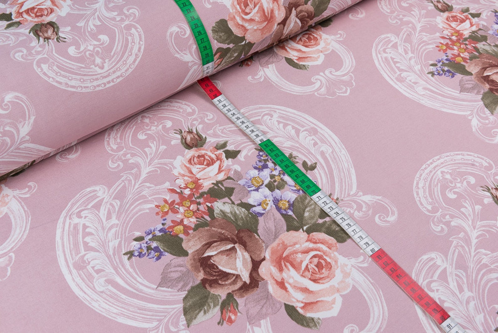 Roses fabrics pink fabrics Upholstery Fabric Fabric Etsy