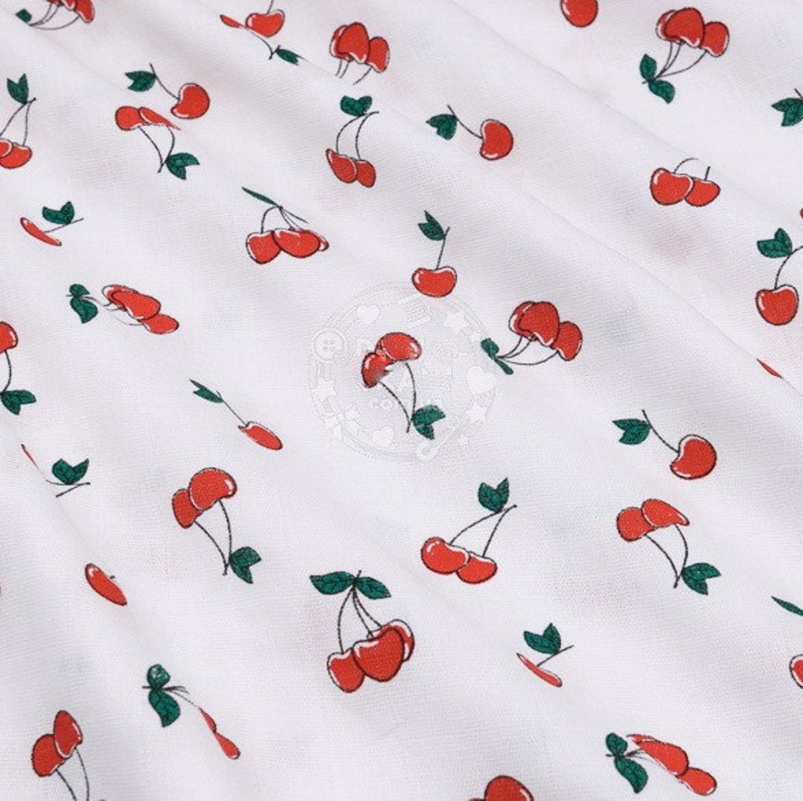 Muslin Red Cherries Fruit Fabric Soft Fabric Muslin | Etsy