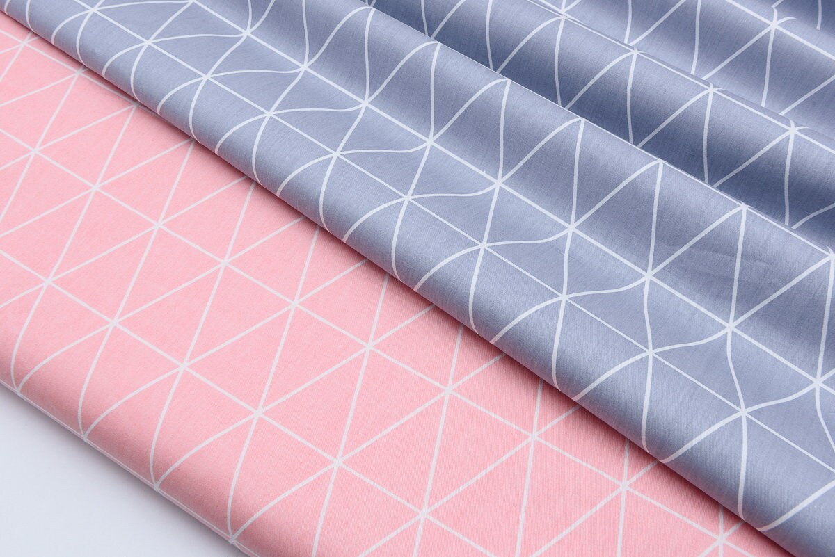 Geometric Cotton Fabric white outlines of triangles Etsy