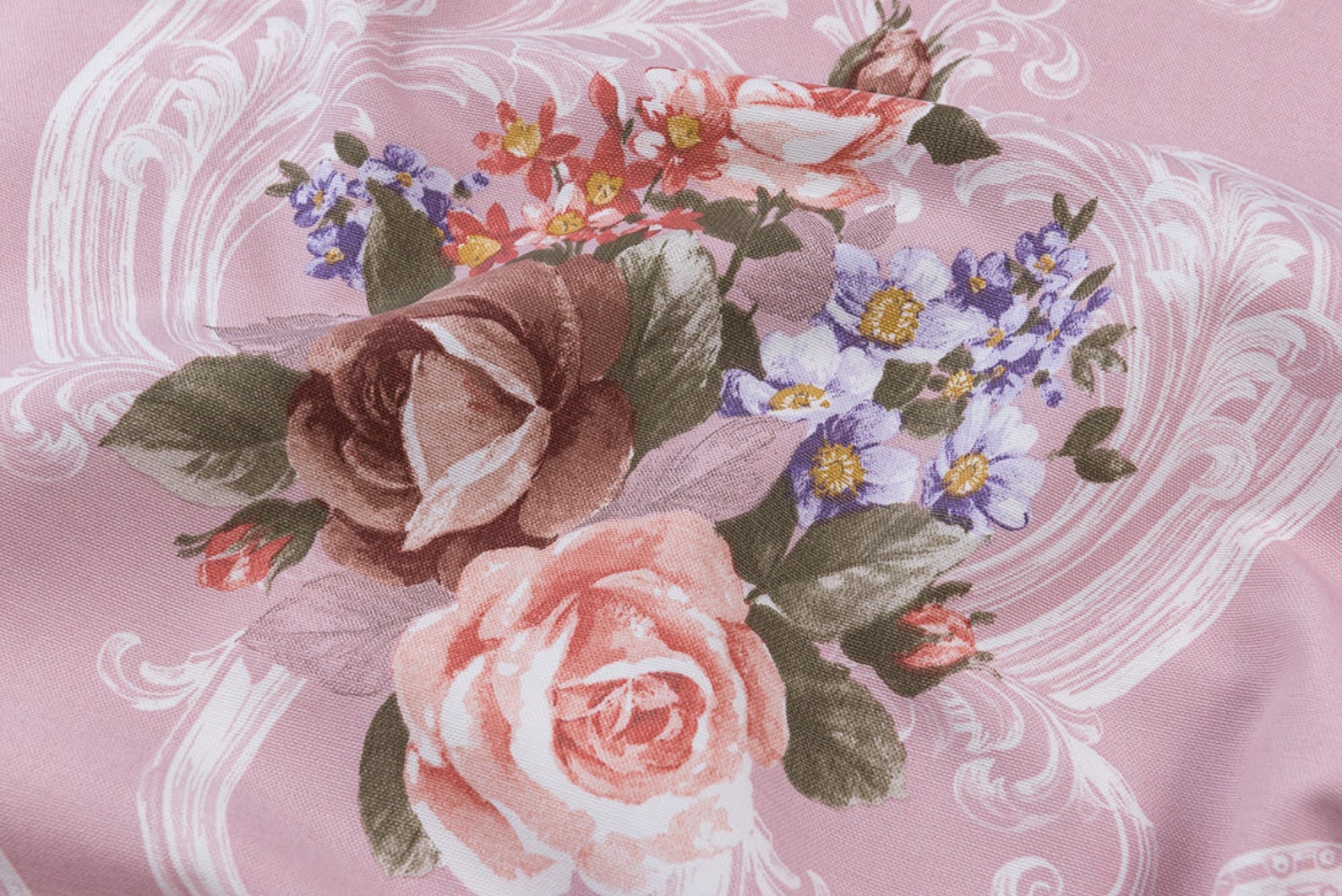 Roses fabrics pink fabrics Upholstery Fabric Fabric Etsy