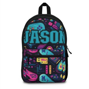 Sac à dos personnalisé pour ordinateur portable pour gamer, cartable de jeu, cartable à dos d'école, retour à l'école, cadeau pour fille ou garçon, personnalisé pour gamer