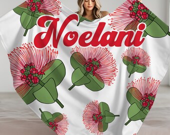 Personalized Hawaiian Ohia Lehua Flower Minky Blanket, Tropical Velveteen Throw
