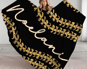 Personalized Hawaiian Puakenikeni Flower Minky Blanket, Tropical Velveteen Throw, Puakenikeni Sherpa Blanket, Hawaii Floral Botanical Gift