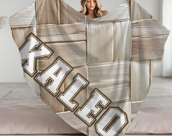Personalized Hawaiian Lauhala Minky Blanket for Baby, Toddler or Adult, Woven Tropical Throw Sherpa Blanket, Hawaii Lauhala Gift Blanket