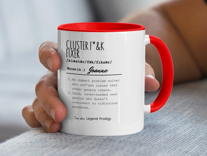 Taza de oficina divertida personalizada, taza para solucionar problemas, regalo para solucionadores de problemas, amantes del café, regalo divertido para compañeros de trabajo, regalo divertido para la oficina imagen 6