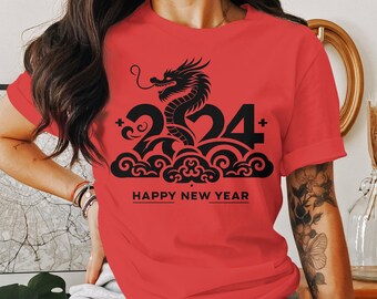 2024 Dragon Year Celebration T-Shirt, Happy New Year Graphic Tee, Asian Inspired Zodiac Design
