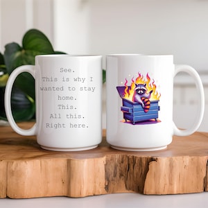 Dumpster Fire Racoon Mug, Funny Work Mug, Employee Anniversary Gift, Funny Office Mug, Gift Mug for Coworker, Funny Supervisor or Boss Gift