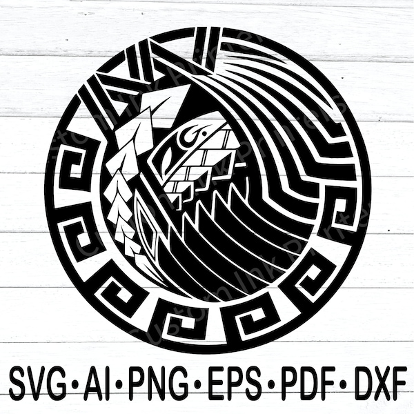 Polynesian Tribal Circle Tattoo SVG, png, eps, ai, pdf Téléchargement numérique, Fichier coupé, Conception de chemise, Sublimation Fer Transfert cricut silhouette