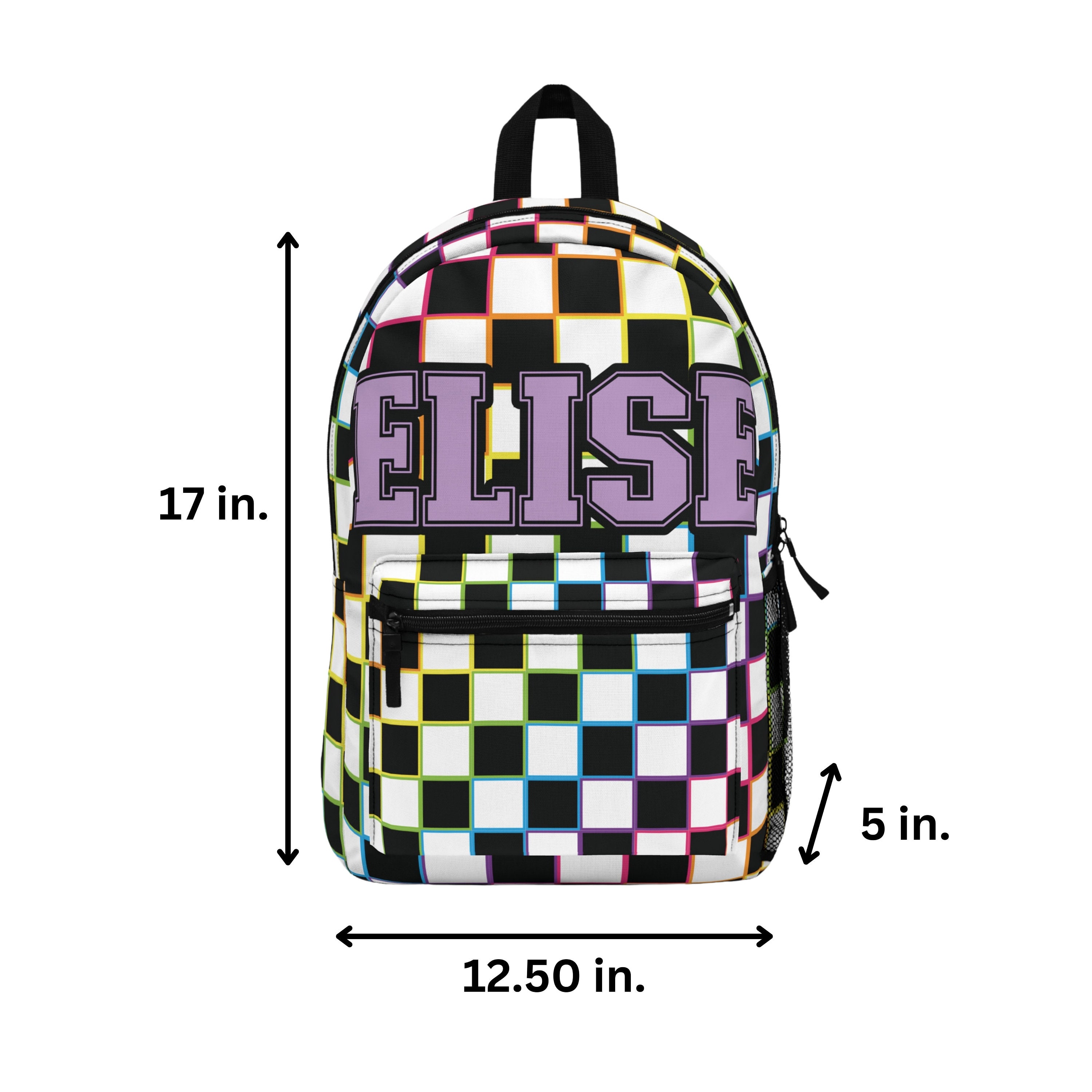 Custom Checkered Name Laptop Backpack, School Bag, Retro Checkerboard ...