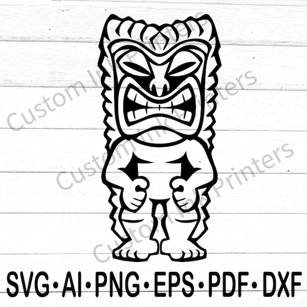 Polynesian Tribal Tiki Outline SVG, png, eps, ai, pdf Digital Download, Cut File, shirt Design, Sublimation Iron Transfer cricut silhouette